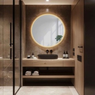 Okrúhle zrkadlo na ornamentálnom skle Master Flex s podsvietením - LUXORA FROSTED LED
