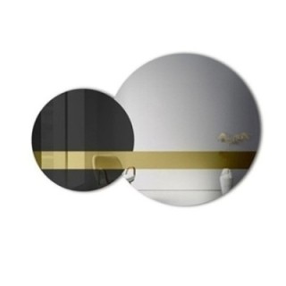 Súprava dekoratívnych zrkadiel zlatý panel a čierny lacobel - GOLD MOON