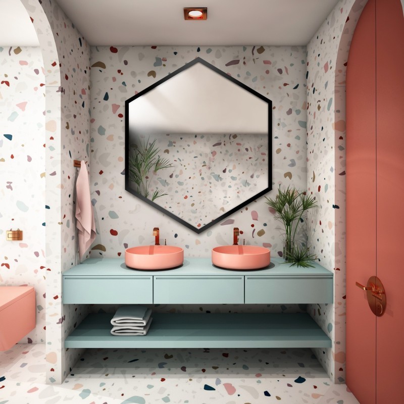 Zrkadlo geometrického tvaru v ráme – HEXA V RÁME