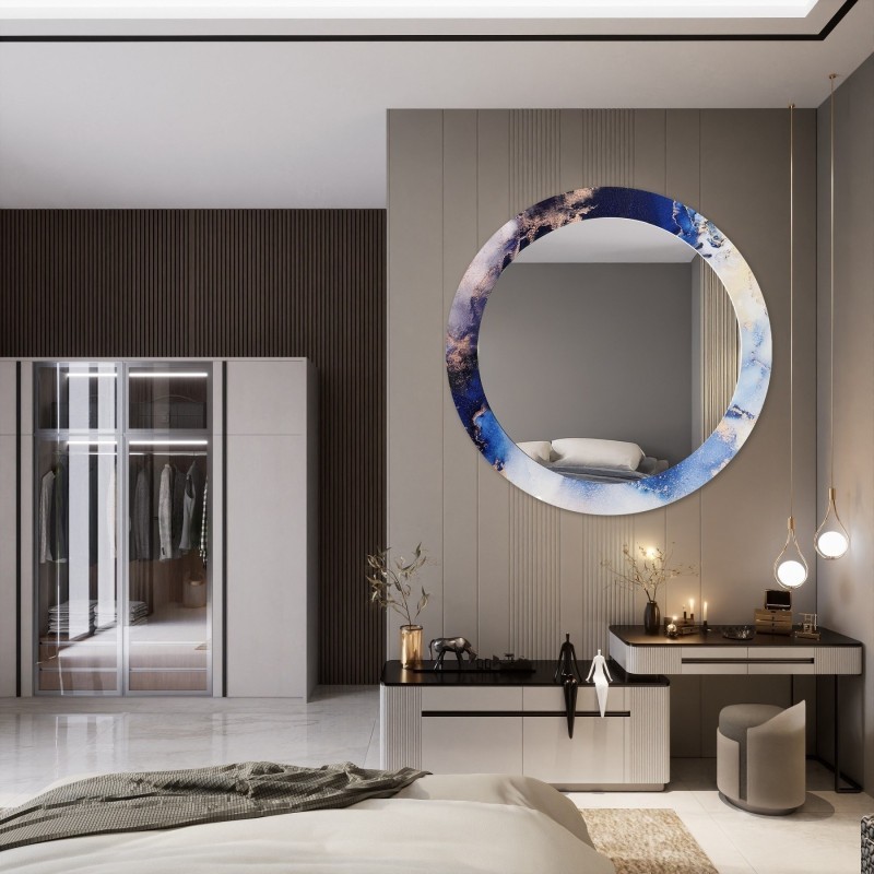 Okrúhle zrkadlo na modrom mramore – MARBLE IRIS