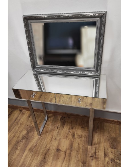 Zrkadlová konzolová toaleta so striebornými glamour nohami - SILVER TOILETTE