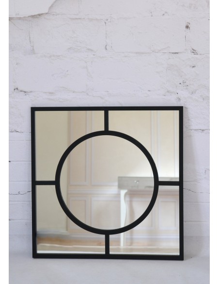 Štvorcové zrkadlo s loftovým kruhom z MDF – MERA