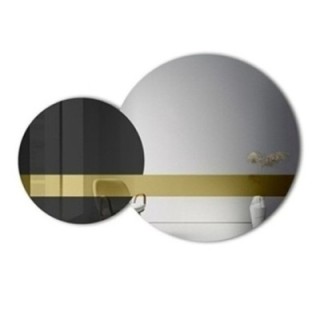 Súprava dekoratívnych zrkadiel zlatý panel a čierny lacobel - GOLD MOON