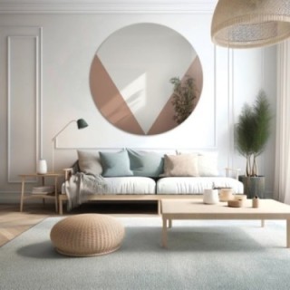 Okrúhle dekoratívne zrkadlo s medenou panel v odtieni rose gold - LOLO