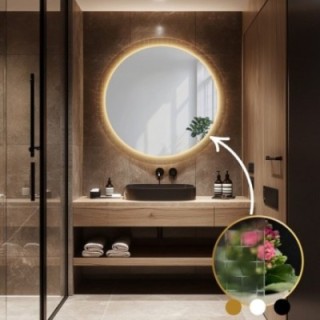 Okrúhle zrkadlo na ornamentálnom skle Master Flex s podsvietením - LUXORA FROSTED LED