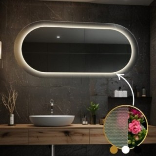 Oválne zrkadlo na ornamentálnom skle Master Point s podsvietením - LUXORA ORNATE LED