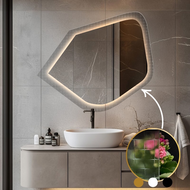 Zrkadlo na ornamentálnom skle Master Flex s podsvietením - LUXORA PRISTAL LED