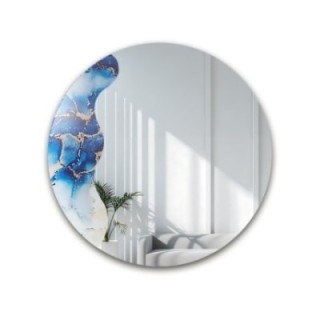 Nepravidelné zrkadlo na okrúhlom modrom mramore – MARBLE BLUVERO