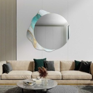 Okrúhle zrkadlo na nepravidelnom zelenom mramore – MARBLE FERRO