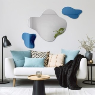 Nepravidelné modré zrkadlo - AQUA BLUE