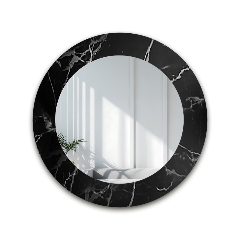 Okrúhle zrkadlo na čierno-striebornom mramore – MARBLE MURASO