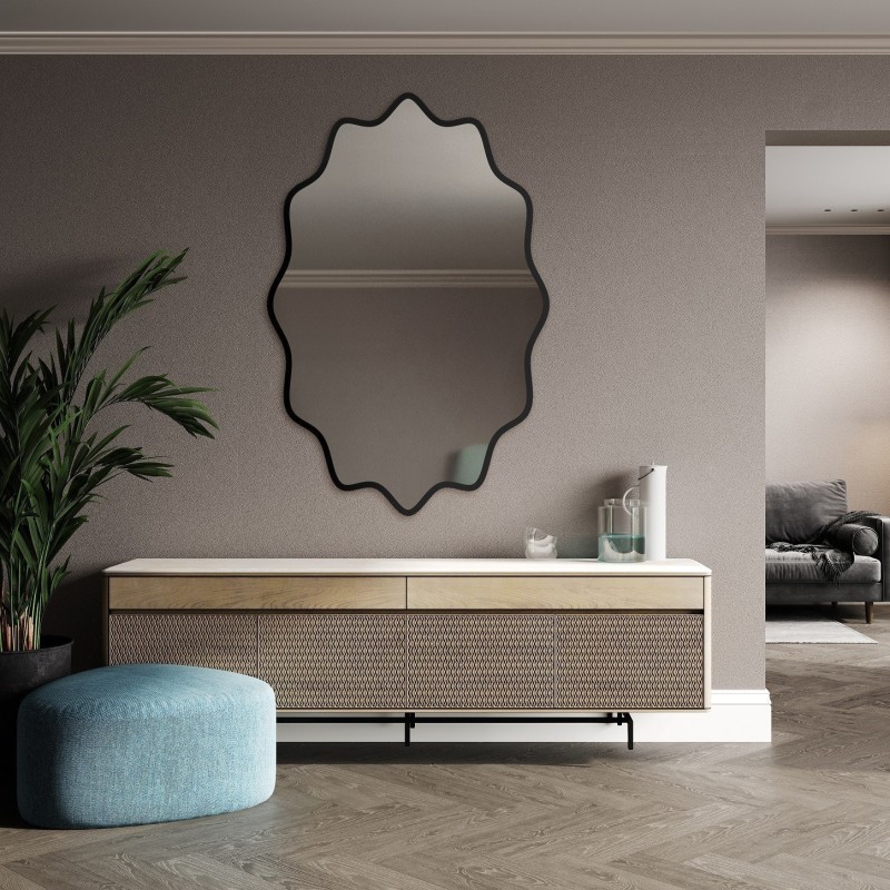 Eliptické zrkadlo vo zvlnenom MDF ráme – AQUARELLE ELVA