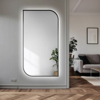 Zrkadlo v čiernom MDF SLIM ráme s osvetlením - SĹZA LED - farba rámu podľa vášho výberu