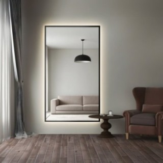 Zrkadlo v čiernom ráme s podsvietením - 1503 LED - farba rámu na výber