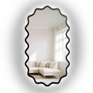 Oválne zrkadlo v vlnitom ráme z MDF s podsvietením – AQUARELLE ELORA LED