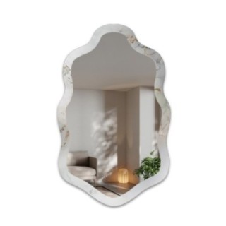Nepravidelné zrkadlo na bielo-zlatom mramore – MARBLE CALANTHE
