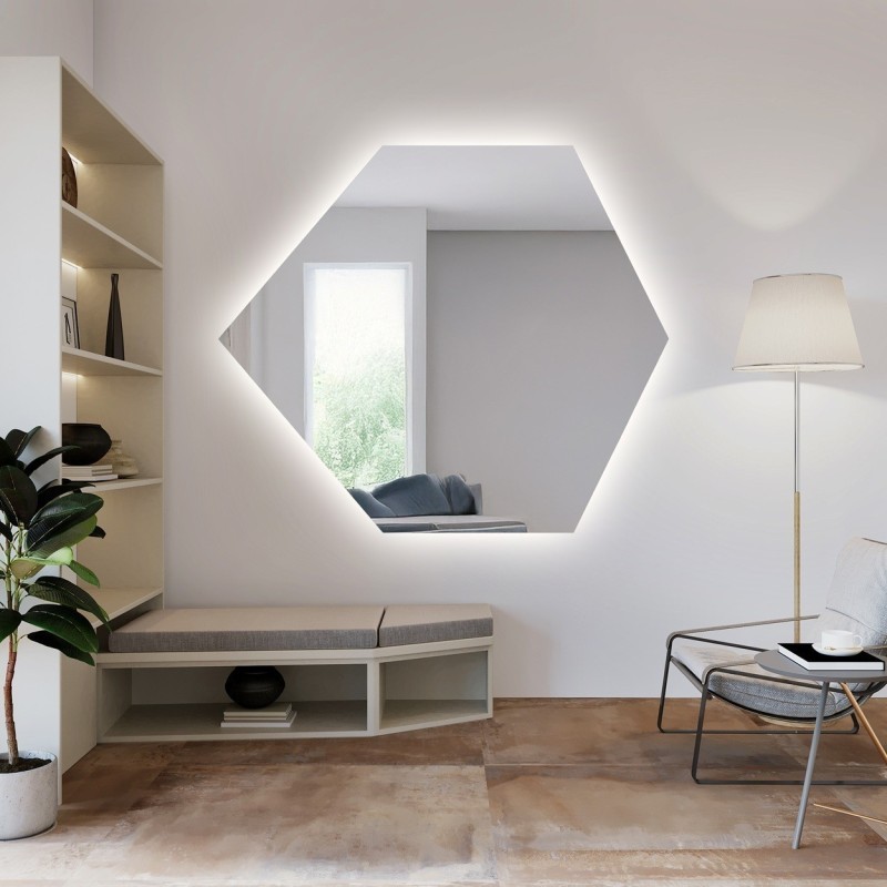 Zrkadlo geometrického tvaru s osvetlením – GEOME LED