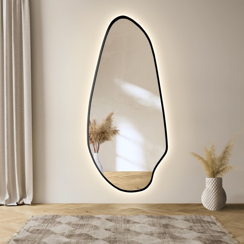 Zrkadlo s neregulárnym tvarom v ráme z MDF s osvetlením - JASPIS V RÁME LED