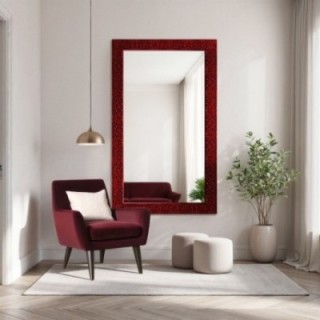 Zrkadlo Glamour v hlbokom bordová lesklom ráme - 8002006
