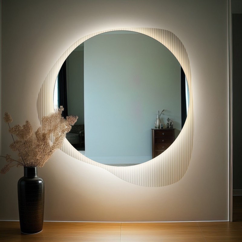 Zrkadlo na ornamentálnom skle Estriado s podsvietením - LUXORA ELEGRA LED