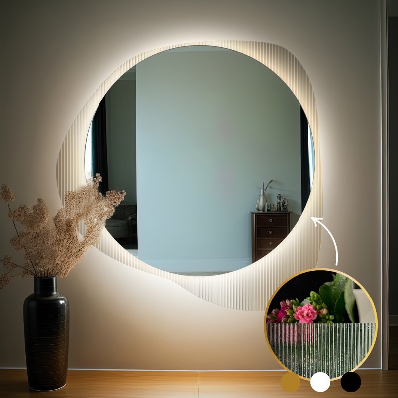 Zrkadlo na ornamentálnom skle Estriado s podsvietením - LUXORA ELEGRA LED