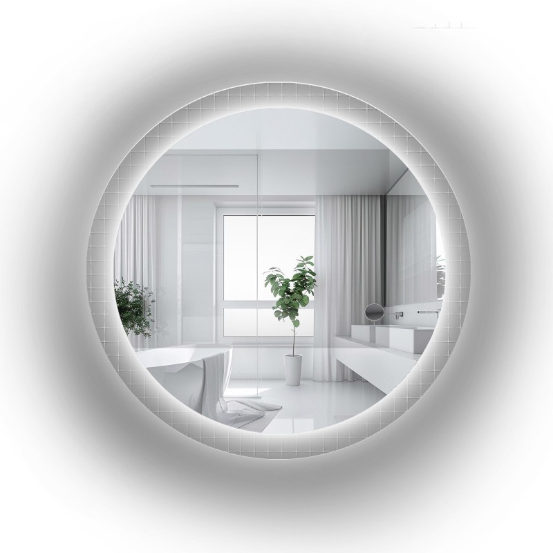 Okrúhle zrkadlo na ornamentálnom skle Master Flex s podsvietením - LUXORA FROSTED LED