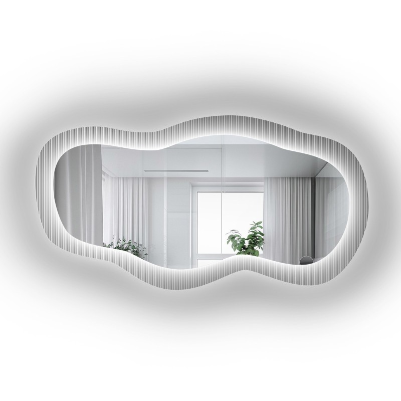 Zrkadlo na ornamentálnom skle Estriado s podsvietením - LUXORA GLASORI LED