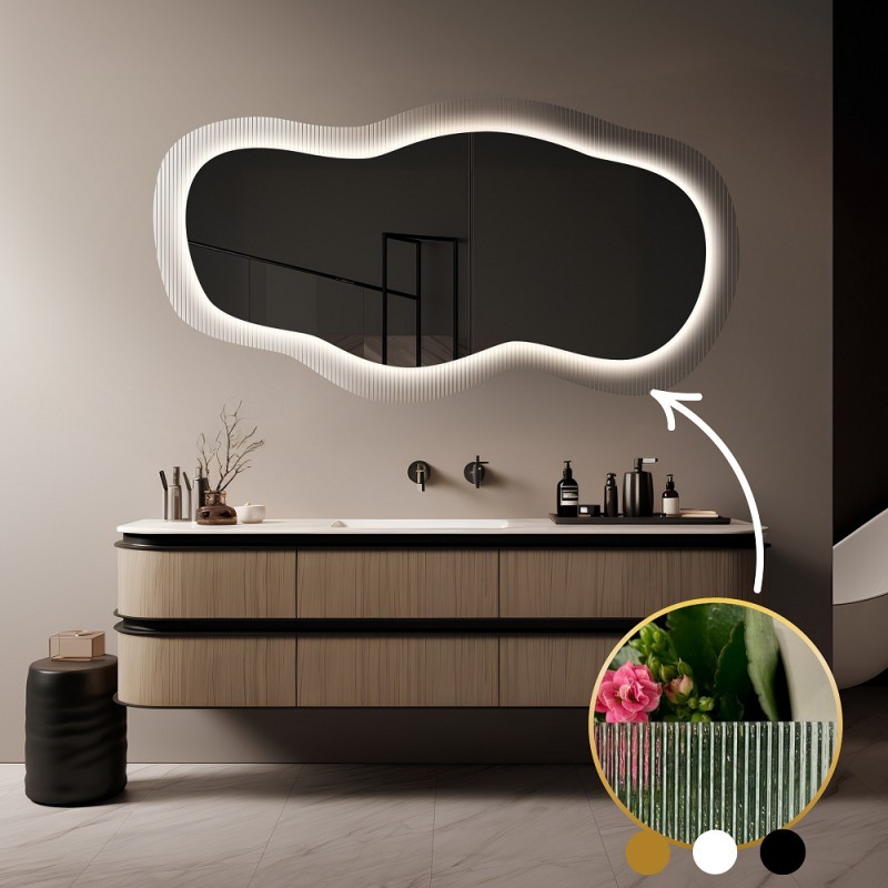 Zrkadlo na ornamentálnom skle Estriado s podsvietením - LUXORA GLASORI LED