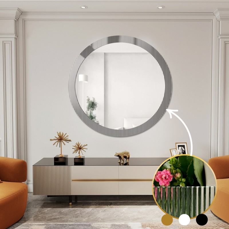 Dekoratívne okrúhle zrkadlo na ornamentálnom skle Visiosun Classic - LUXORA GLIMMER