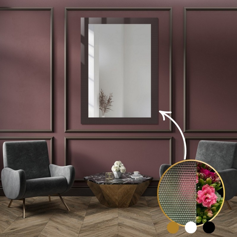 Dekoratívne obdĺžnikové zrkadlo na ornamentálnom skle Master Point - LUXORA SOLEIL