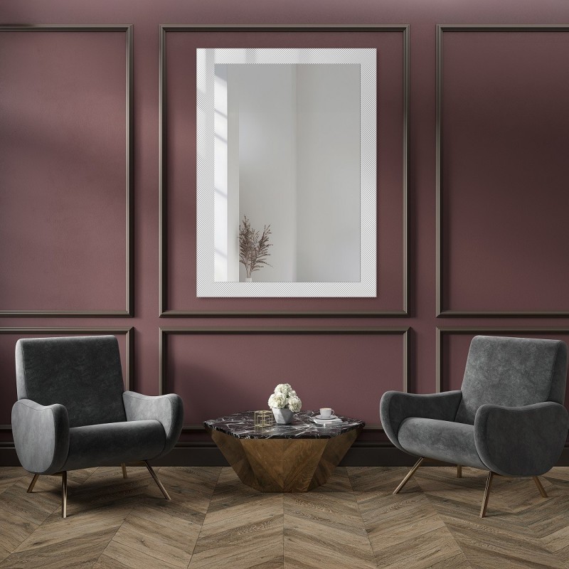 Dekoratívne obdĺžnikové zrkadlo na ornamentálnom skle Master Point - LUXORA SOLEIL
