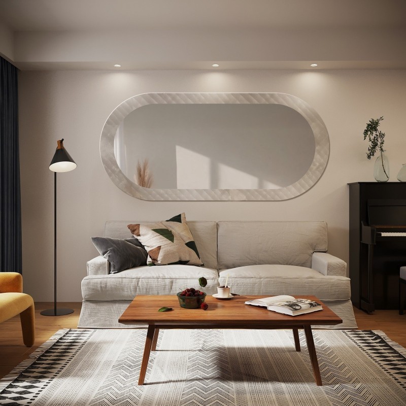 Dekoratívne oválne zrkadlo na ornamentálnom skle Master Soft - LUXORA VESPER