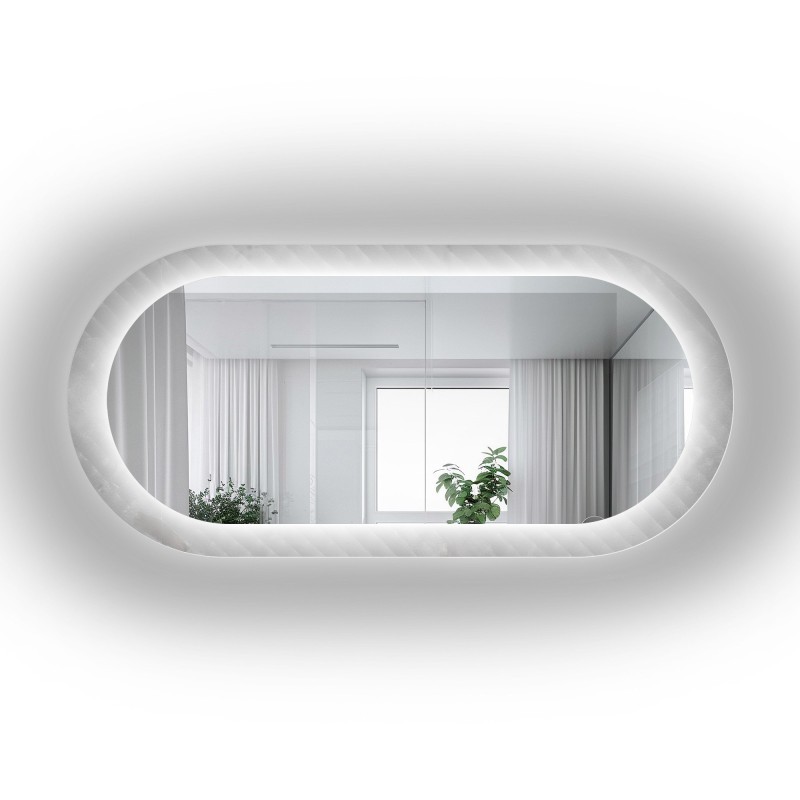 Oválne zrkadlo na ornamentálnom skle Master Soft s podsvietením - LUXORA VESPER LED
