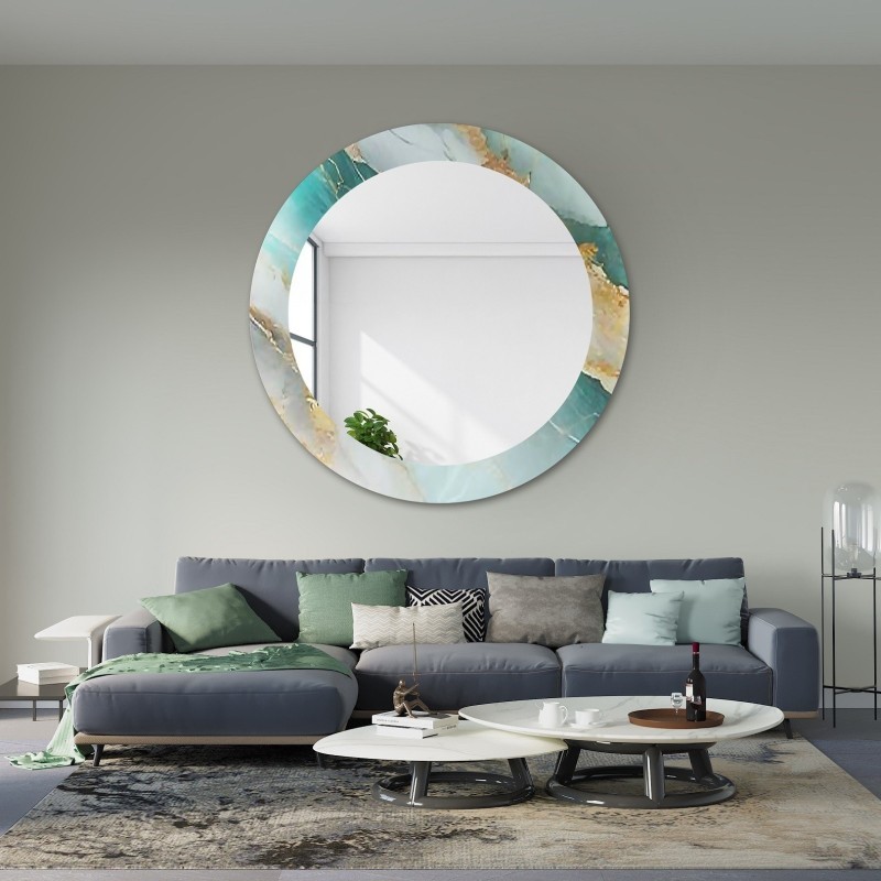 Okrúhle zrkadlo na zelenom mramore – MARBLE BOSCARO