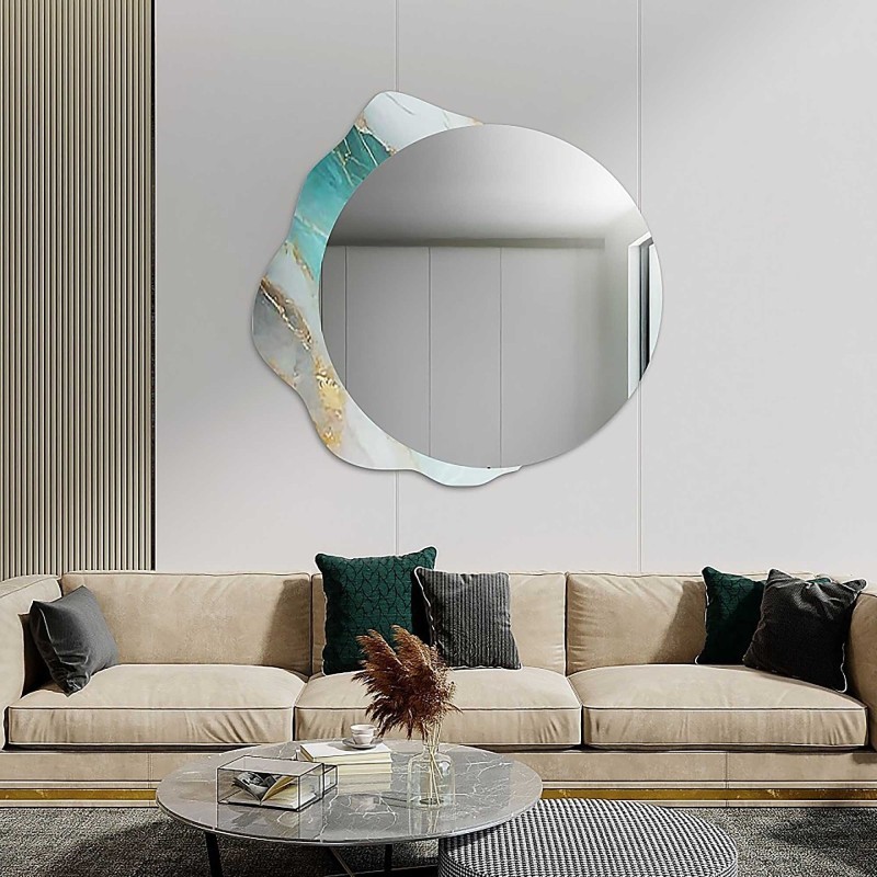 Okrúhle zrkadlo na nepravidelnom zelenom mramore – MARBLE FERRO