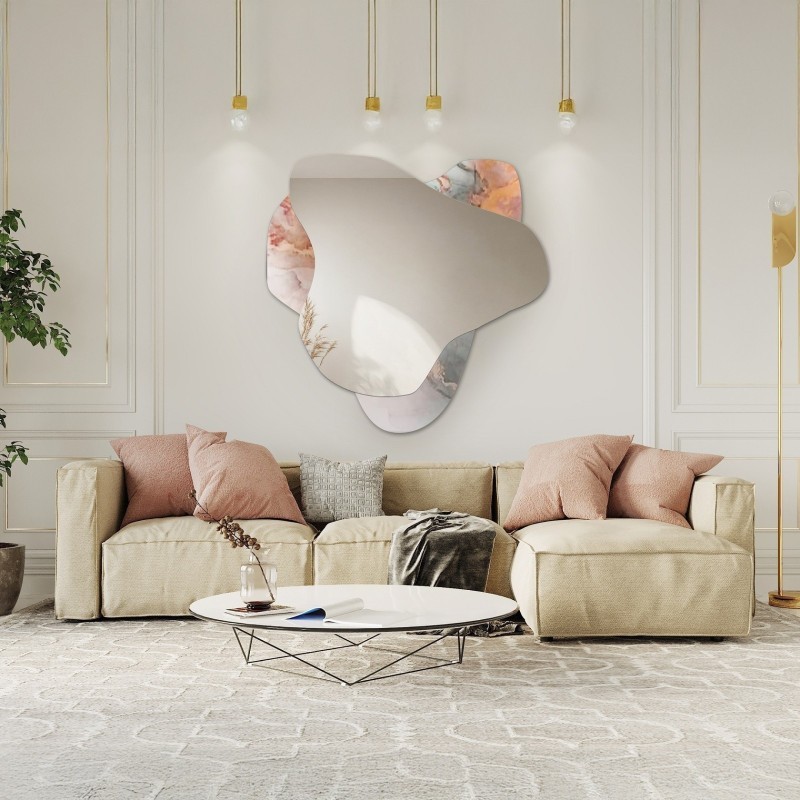 Nepravidelné zrkadlo na ružovom mramore – MARBLE FIORATO