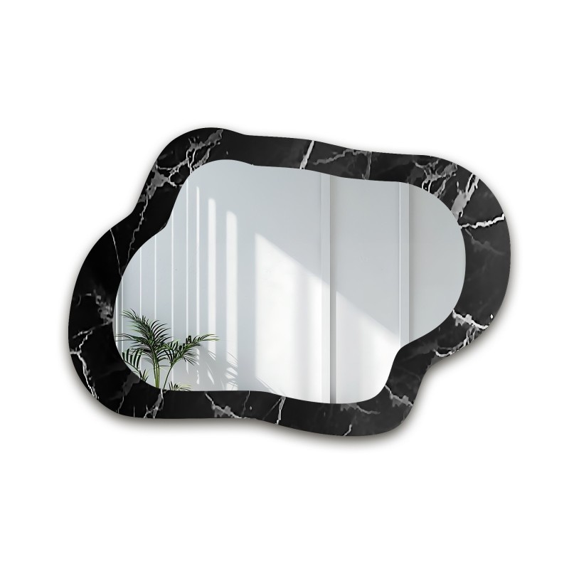 Nepravidelné zrkadlo na čierno-striebornom mramore – MARBLE GRISO