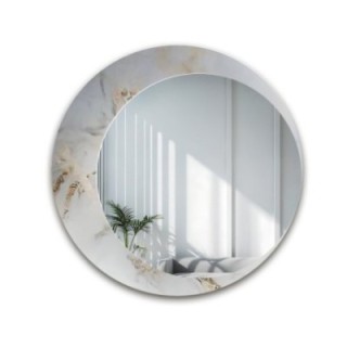 Okrúhle zrkadlo na bielo-zlatom mramore – MARBLE MARLUCE