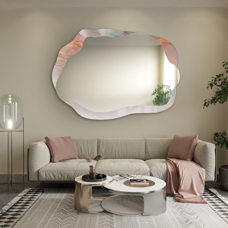 Nepravidelné zrkadlo na ružovom mramore – MARBLE ROSATO