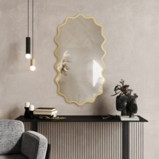 Oválne zrkadlo vo zvlnenom MDF ráme – AQUARELLE ELORA