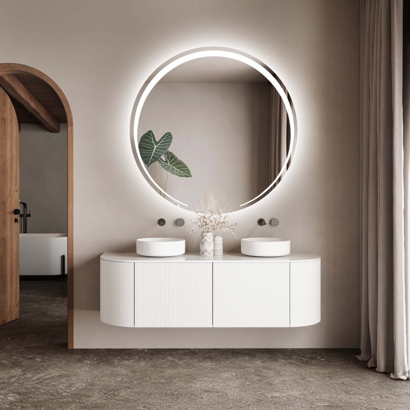 Okrúhle kúpeľňové zrkadlo s podsvietením - NELA LED