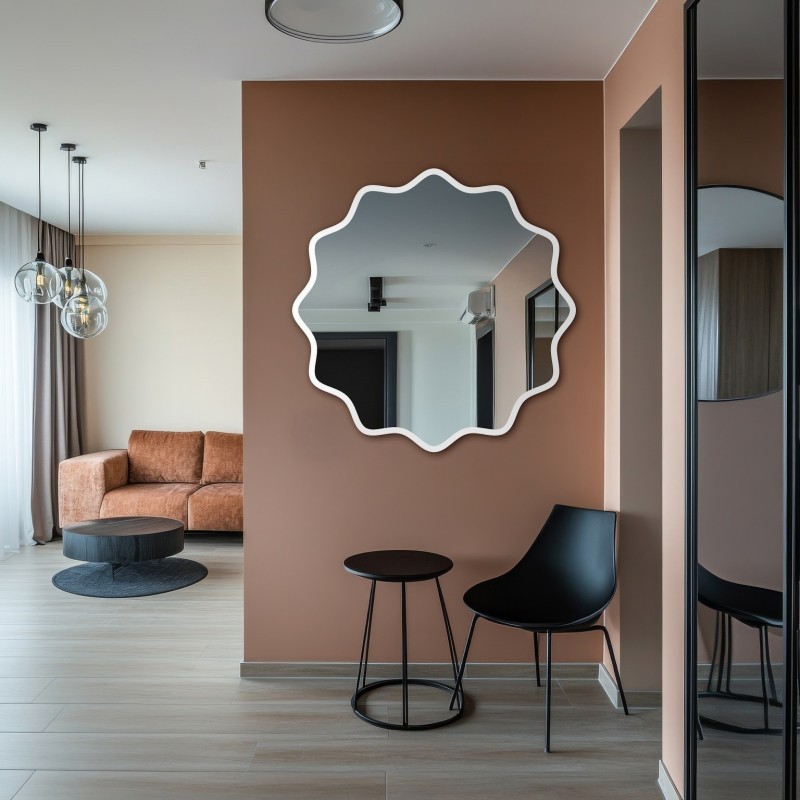 Okrúhle zrkadlo vo zvlnenom MDF ráme – AQUARELLE NAYA