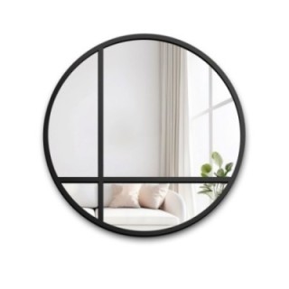 Okrúhle zrkadlo s priečkami v čiernom matnom MDF ráme – OKTAN I – farba rámu na výber