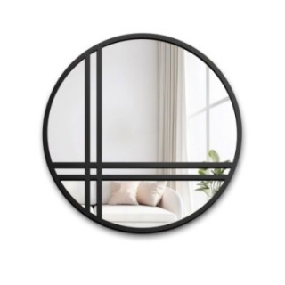 Okrúhle zrkadlo s priečkami v čiernom matnom MDF ráme – OKTAN II – farba rámu na výber