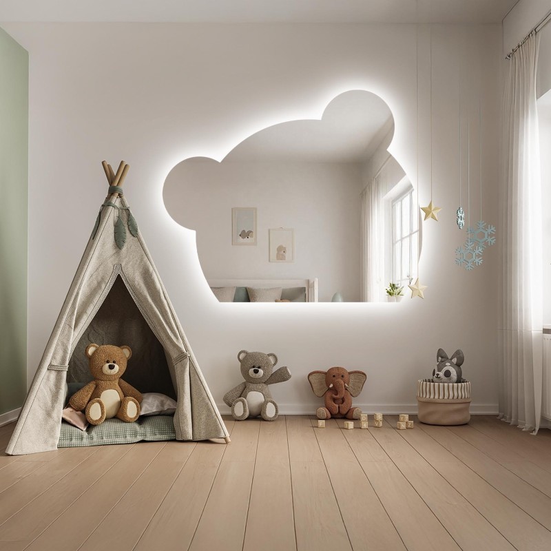 Zrkadlo do detskej kúpeľne s podsvietením – PANDA LED