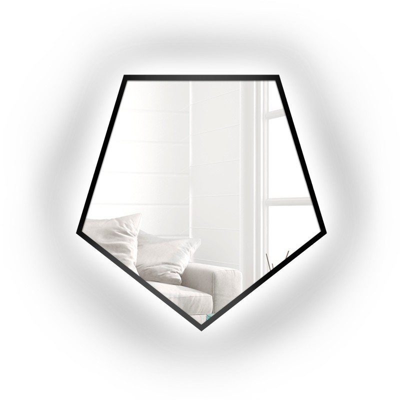 Zrkadlo geometrického tvaru v ráme s osvetlením – PENTA V RÁME LED