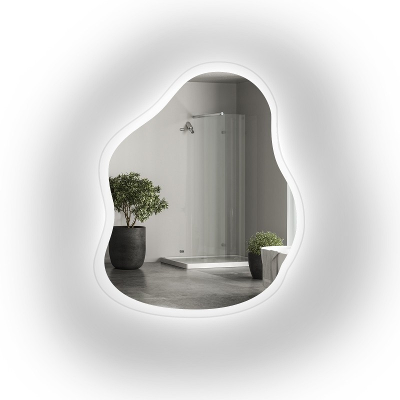 Zrkadlo s organickým tvarom na float skle s podsvietením - STONE GLASS LED