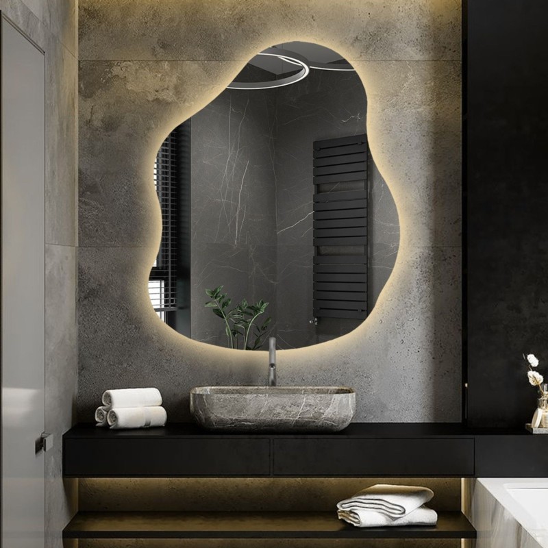 Dekoratívne zrkadlo s organickým tvarom so svietením - STONE LED