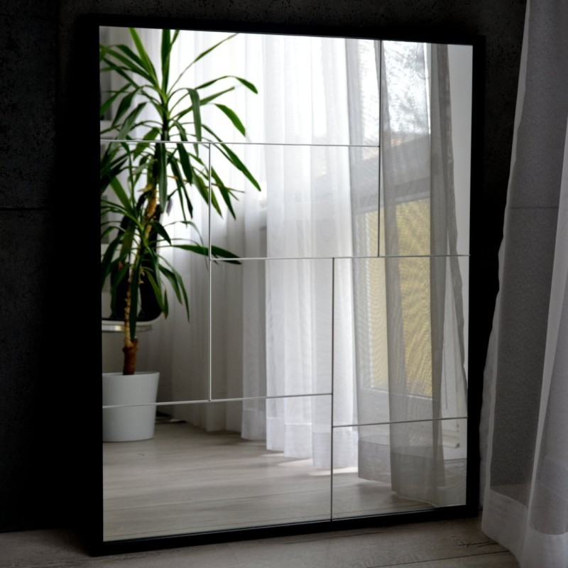 Moderné zrkadlo od Mirrors - TETRIS - v krásnom čiernom ráme