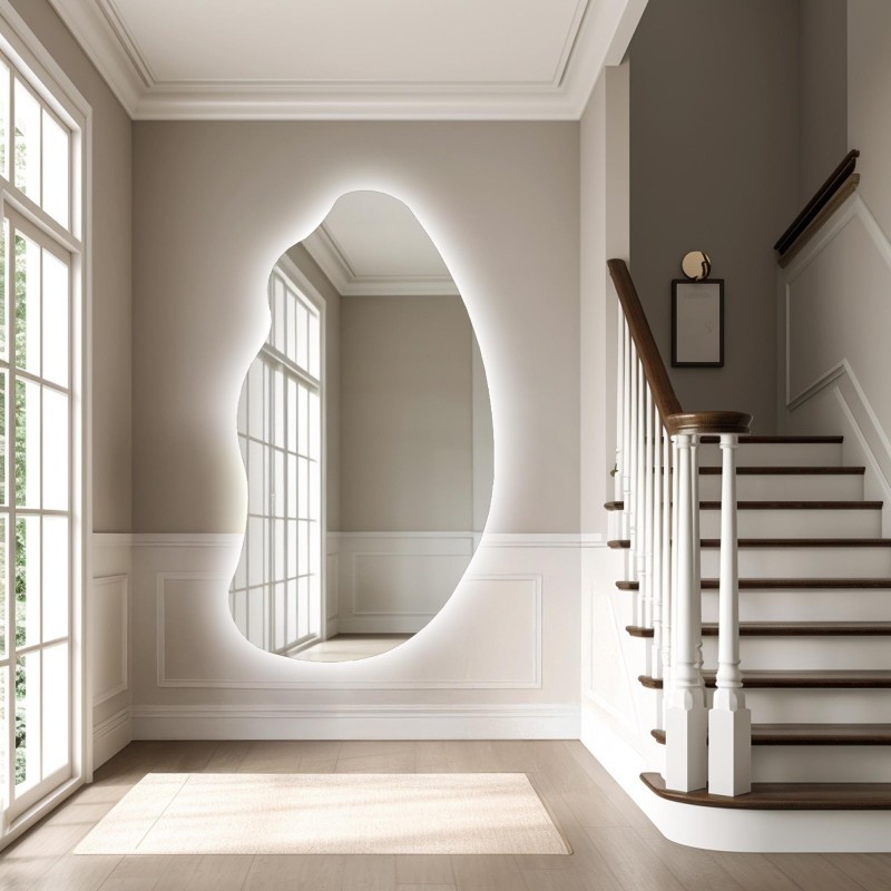 Zrkadlo s organickým tvarom v ráme so svetlom - TOPAZ LED